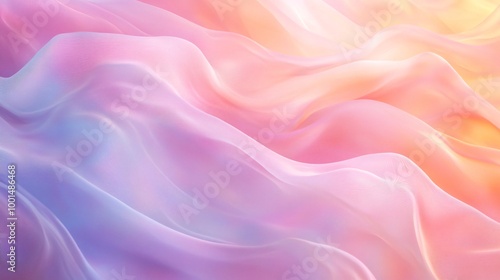 Abstract background with soft pink, peach and blue color gradient and waves.