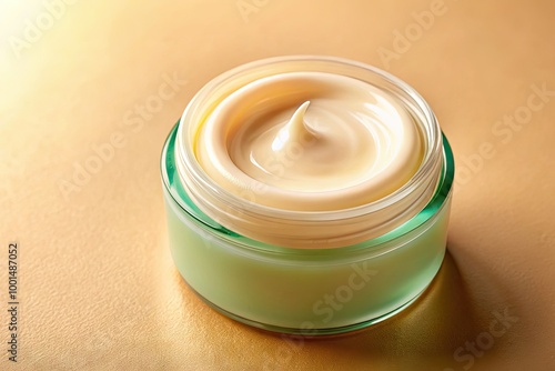 Creamy Face Cream Sample on Soft Beige Background for Beauty and Skincare Product Promotion