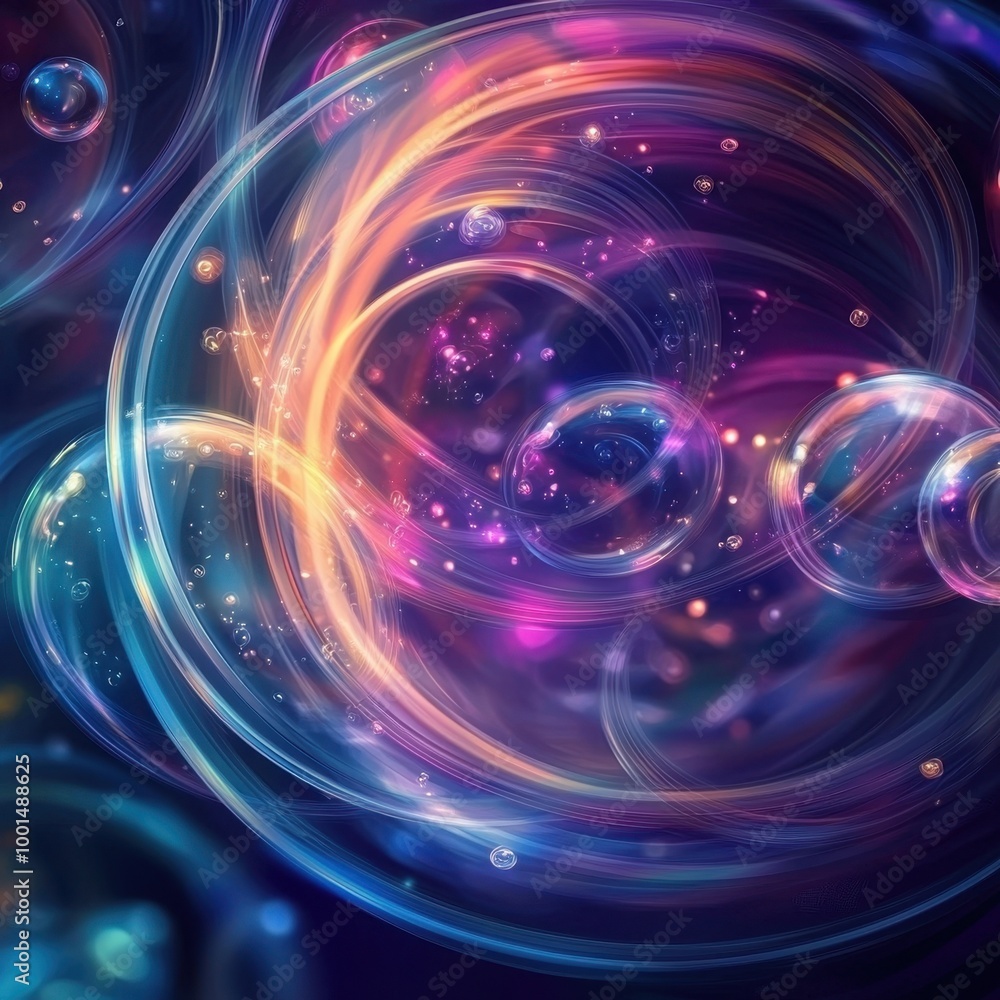 Abstract Soap Bubble Background with Swirling Colors Prompts