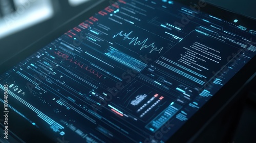Wallpaper Mural A sleek medical interface displaying electronic records, representing the future of healthcare technology and data management. Torontodigital.ca