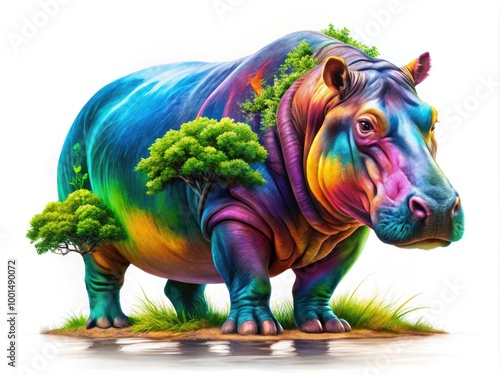 Creative Hippo Logo Design for Branding, Business, or Environmental Conservation Projects photo