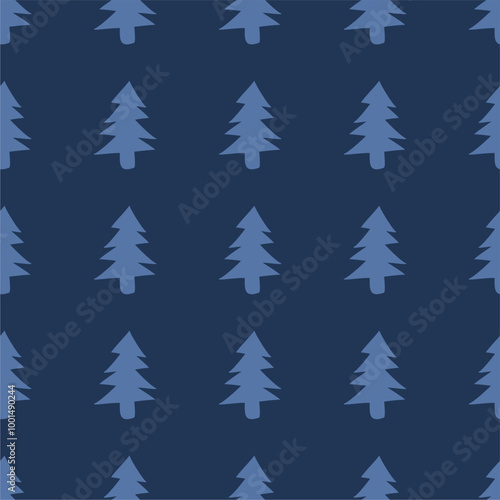 Seamless New Year and Christmas print pattern wallpaper background with decorative fir trees vector illustration winter minimalism picture	