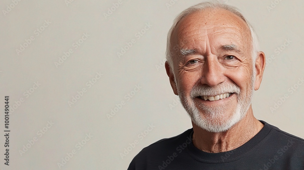 Obraz premium Senior Man with Friendly Smile on Neutral Background