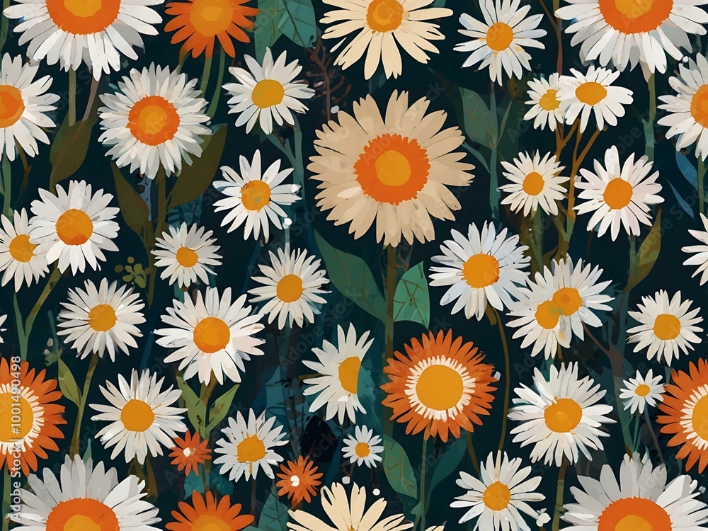 Abstract daisies design with geometric shapes and clean lines. Abstract daisies design with geometric shapes and clean lines.