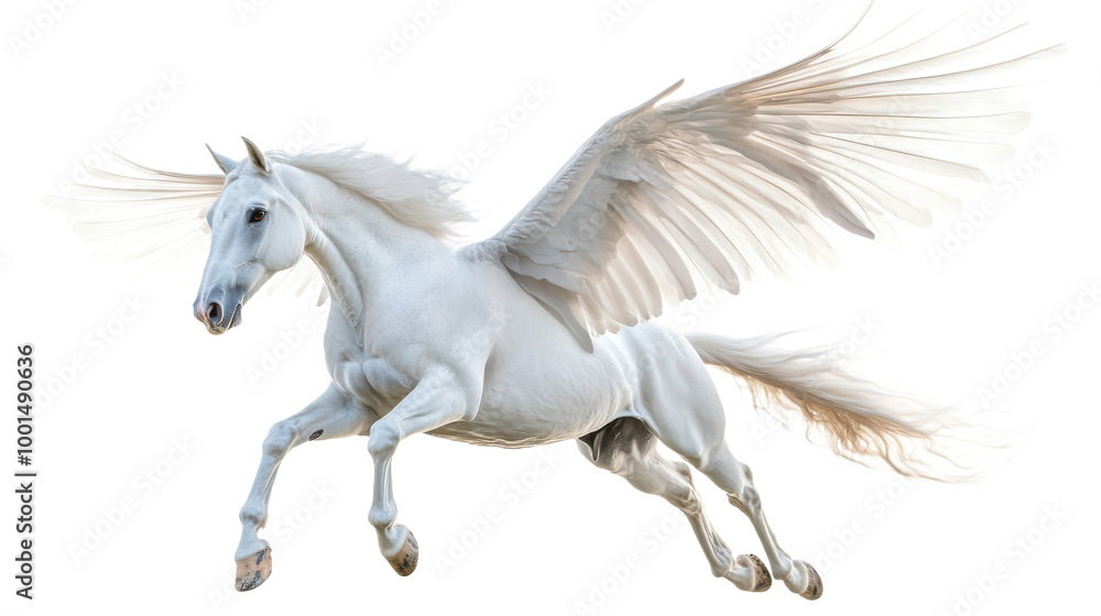 Majestic White-Winged Horse (Pegasus) in Flight | Isolated on Transparent Background Majestic White-Winged Horse (Pegasus) in Flight | Isolated on Transparent Background