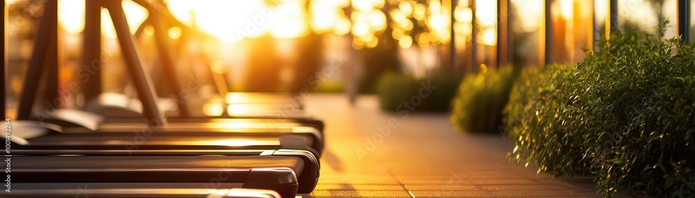 An outdoor fitness center that is fully equipped, creating an atmosphere for exercising. An outdoor fitness center that is fully equipped, creating an atmosphere for exercising.