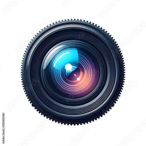 camera lens texture front view flat design isolated on transparent background