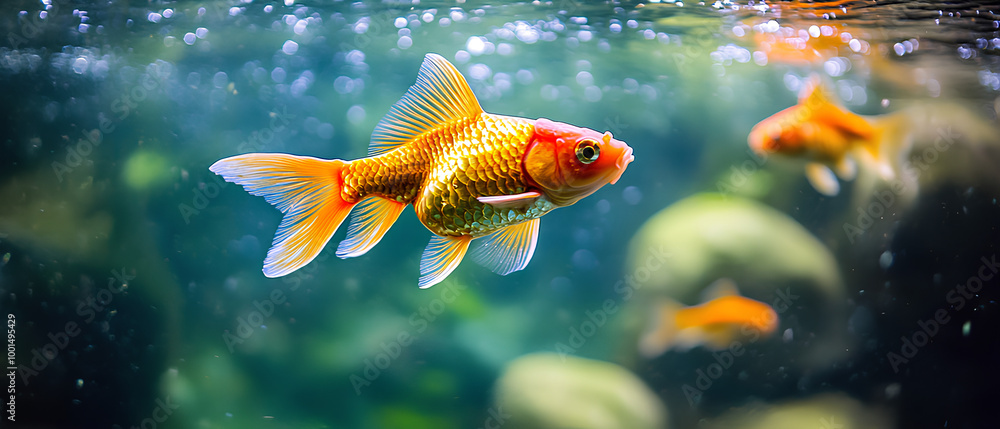 Goldfish Swimming in a Tank Goldfish Swimming in a Tank