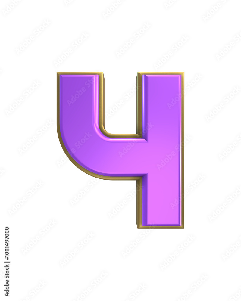 Gold And Purple 3d Number Render Gold And Purple 3d Number Render
