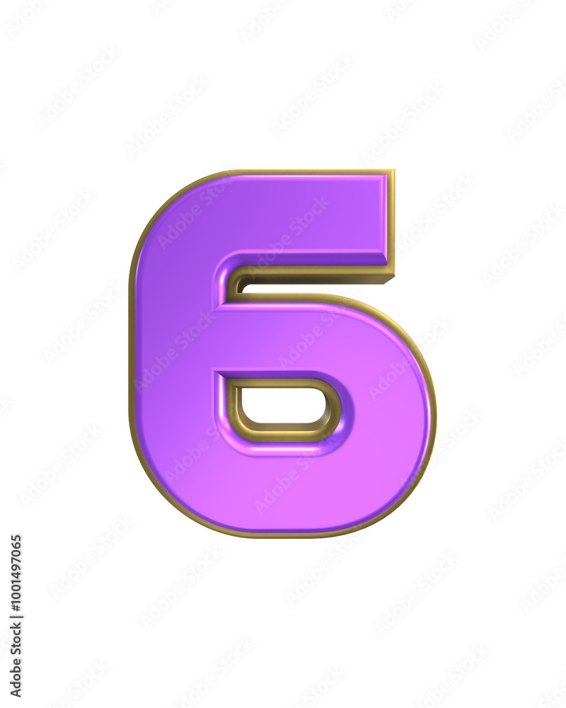 Gold And Purple 3d Number Render Gold And Purple 3d Number Render