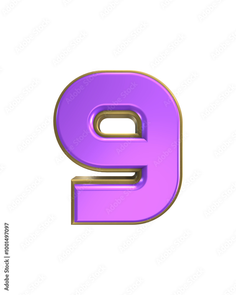 Gold And Purple 3d Number Render Gold And Purple 3d Number Render