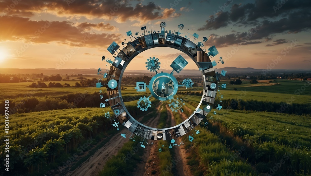 AI-driven circular economy promoting resource management. AI-driven circular economy promoting resource management.