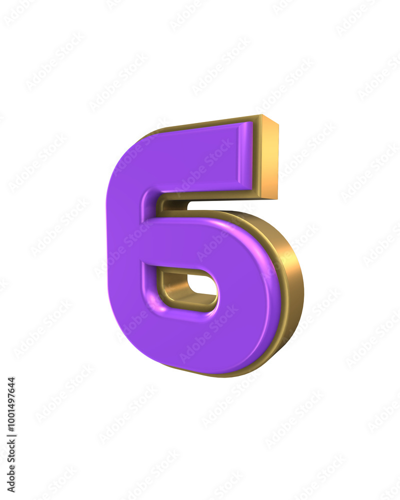 Gold And Purple 3d Number Render