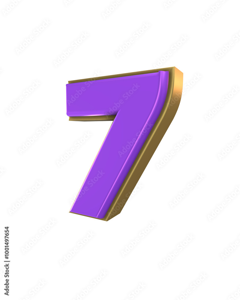Gold And Purple 3d Number Render Gold And Purple 3d Number Render