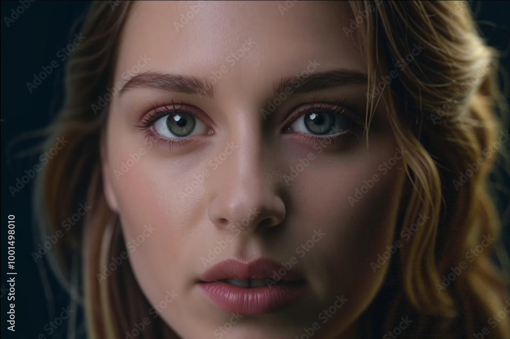 A soft and gentle portrait of a woman with light, natural makeup, her expression calm and contemplative, exuding beauty and simplicity. A soft and gentle portrait of a woman with light, natural makeup, her expression calm and contemplative, exuding beauty and simplicity.