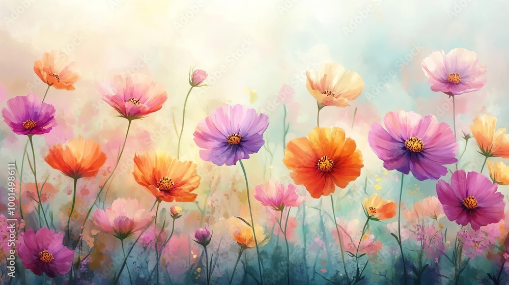 Colorful flowers blooming in a vibrant garden Colorful flowers blooming in a vibrant garden