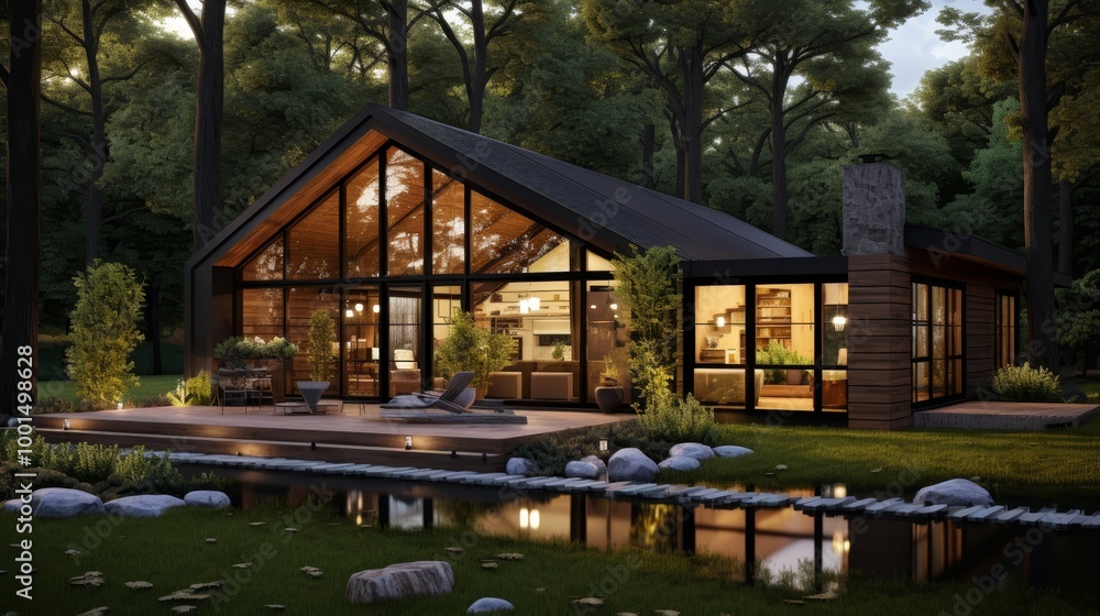 Modern architecture blending wooden elements and glass facades for stunning visual appeal Modern architecture blending wooden elements and glass facades for stunning visual appeal