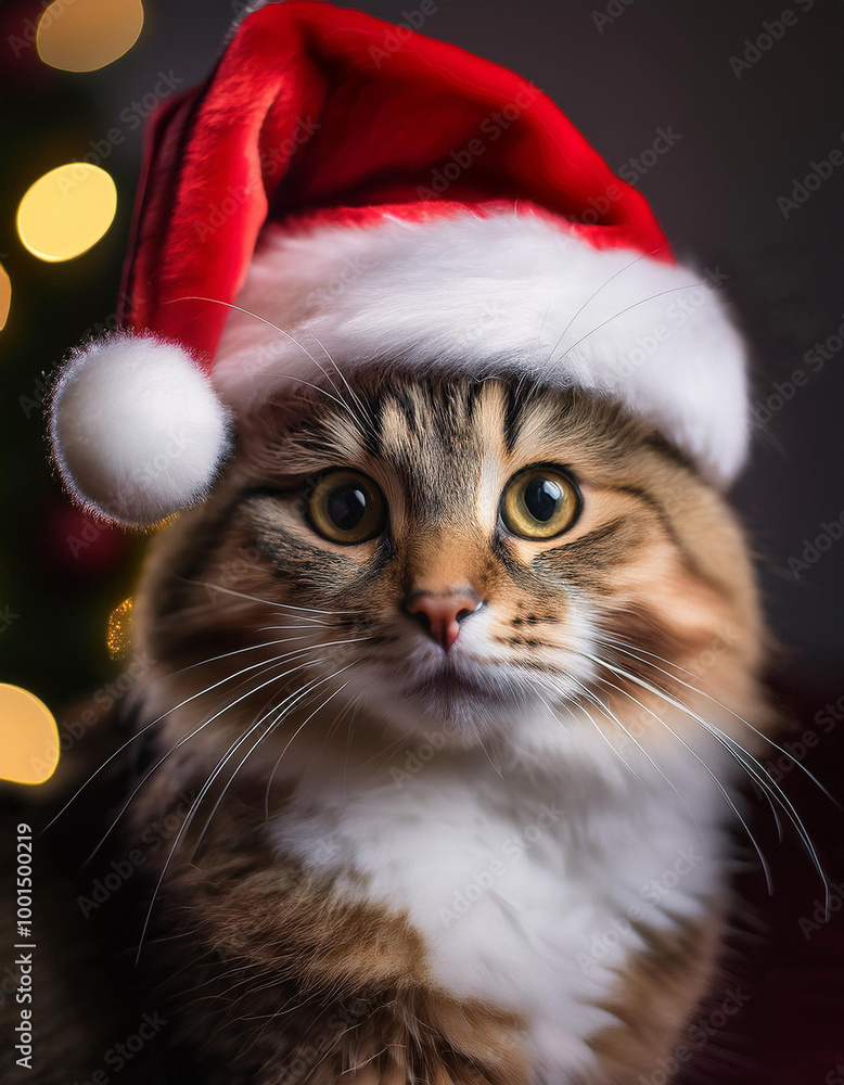 Cat wearing a Santa hat Cat wearing a Santa hat
