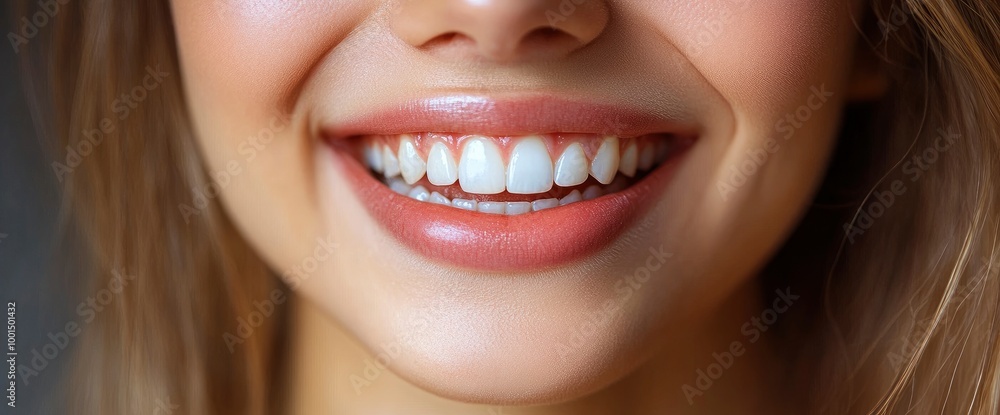 Close-up of a Woman Smiling with White Teeth Close-up of a Woman Smiling with White Teeth