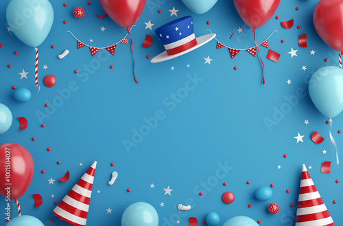 Patriotism and independence celebration with 4thofJuly party decorations and festivity in America photo