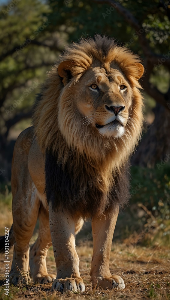 Another lion showcased in a powerful stance. Another lion showcased in a powerful stance.