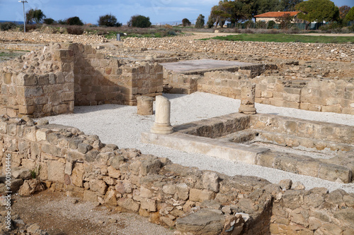 ruins of an ancient temple in the Historical Park in Paphos, Cyprus photo