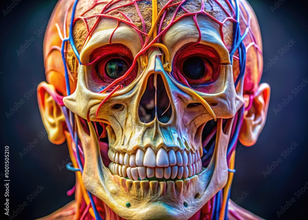 Detailed Anatomy of a Human Skull Showing Internal Structures and ...