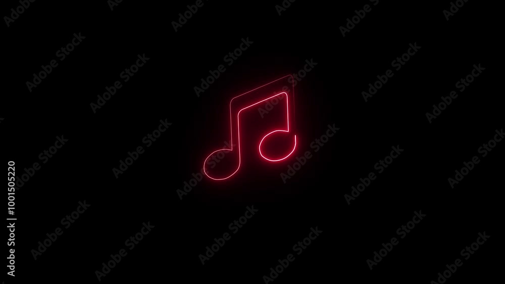 Neon music icon concept neon glowing single musical icon abstract design on black background. Audio music player icon animation . Neon music icon concept neon glowing single musical icon abstract design on black background. Audio music player icon animation .