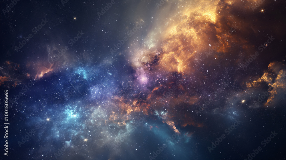 Fototapeta premium A stunning galaxy nebula filled with stars in the vast universe of outer space, showcasing celestial beauty