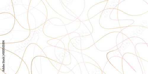 Random pattern colorful line stroke on a transparent background. Chaotic random lines abstract geometric pattern vector background. Decorative golden pattern with tangled curved lines. 