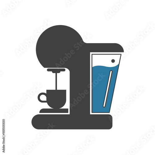 Icon vector of the coffee machine with fulling water tank for your daily dose of coffee in every morning at your home or office.