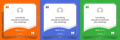 3D bubble testimonial banner, quote, infographic. Social media post template designs for quotes. Empty speech bubbles, quote bubbles and text box. Vector Illustration EPS10.