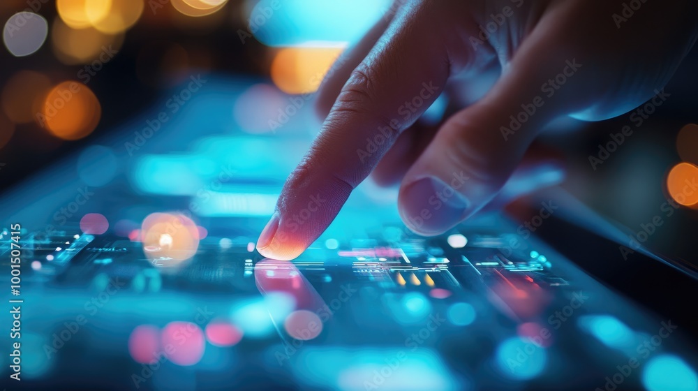 Businessman touching on digital screen with stock market graph and chart background, Businessman touching on digital screen with stock market graph and chart background,