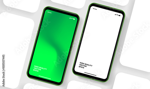 Realistic smartphone mockup. Mobile phone vector with isolated on white background. Device front view. 3D mobile phone with shadow. Realistic, high quality smart phone mockup for ui ux presentation.