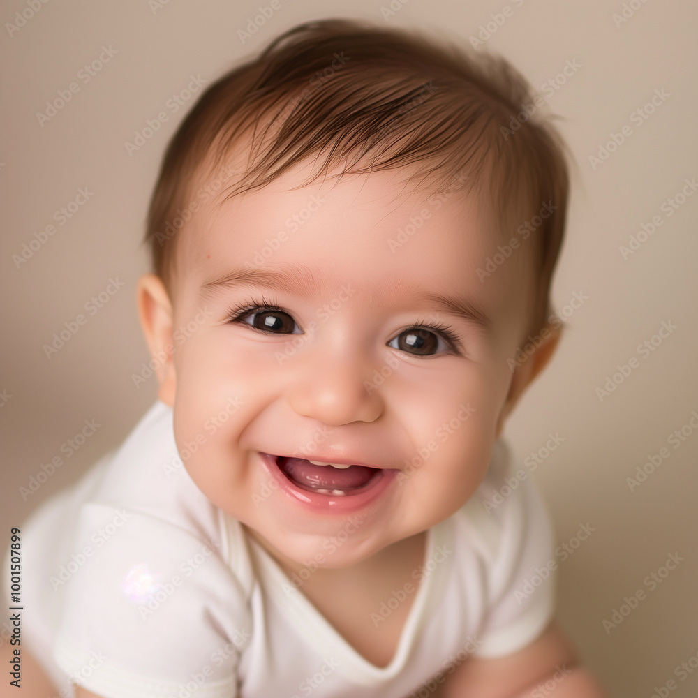 Cute smiling baby with adorable face and joyful expressive eyes, happy and cheerful infant child Cute smiling baby with adorable face and joyful expressive eyes, happy and cheerful infant child