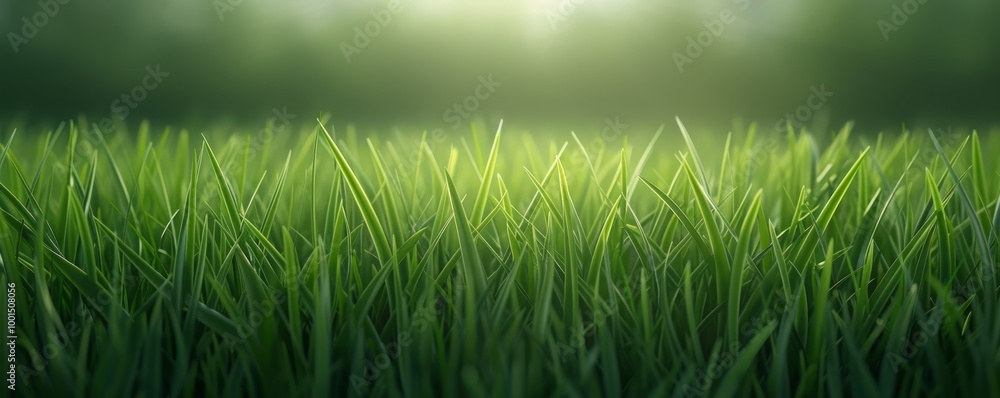 Fototapeta premium Lush green grass in soft sunlight