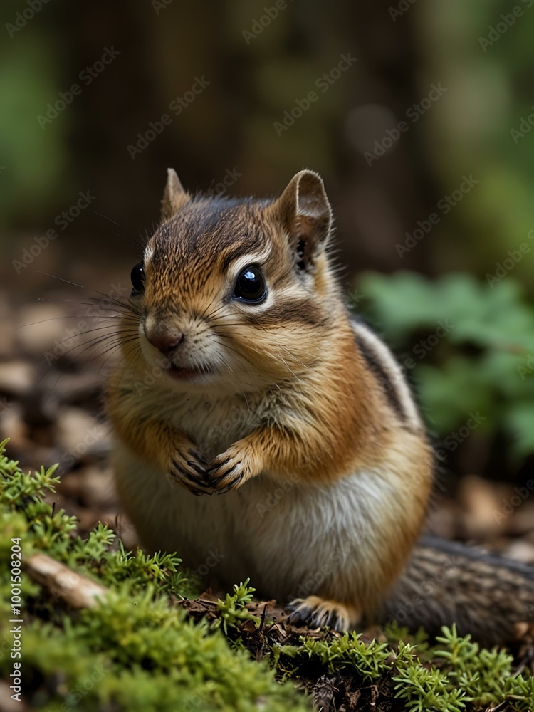 Baby chipmunk in a forest. Baby chipmunk in a forest.