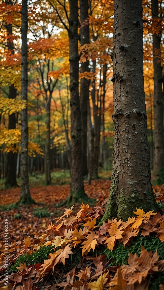 Background of autumn foliage in the forest. Background of autumn foliage in the forest.