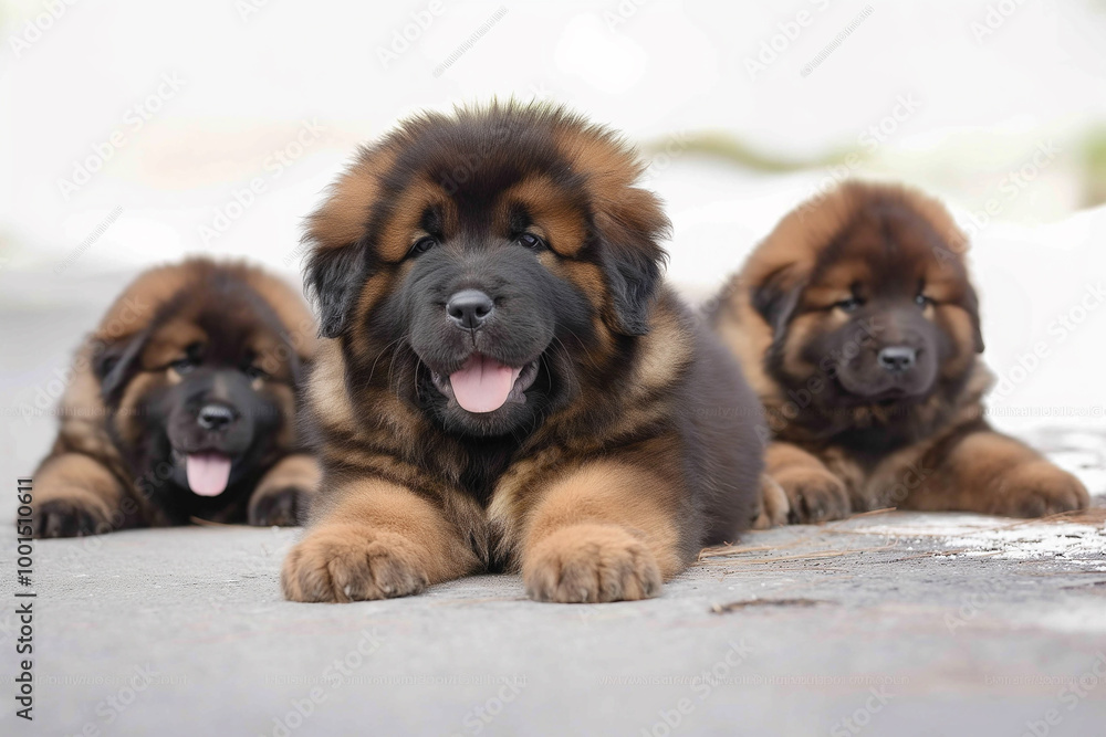 Obraz premium Fluffy adorable puppies with cute expressions, fur and happy faces for family and animal lovers
