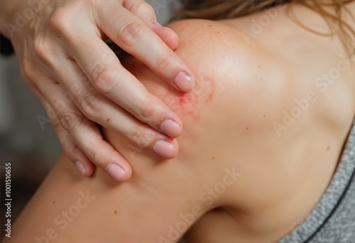 Wallpaper Mural Close-Up of a Woman's Back with Gentle Hands Highlighting Skin Texture Torontodigital.ca