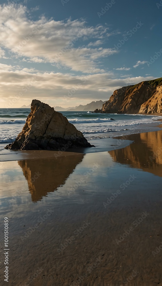 Beach view in front of Castle Rock at Castlepoint. Beach view in front of Castle Rock at Castlepoint.
