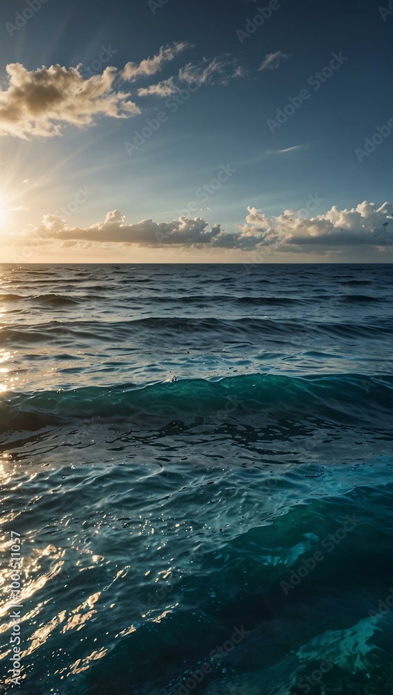 Beautiful blue ocean with the sun shining on the surface. Beautiful blue ocean with the sun shining on the surface.