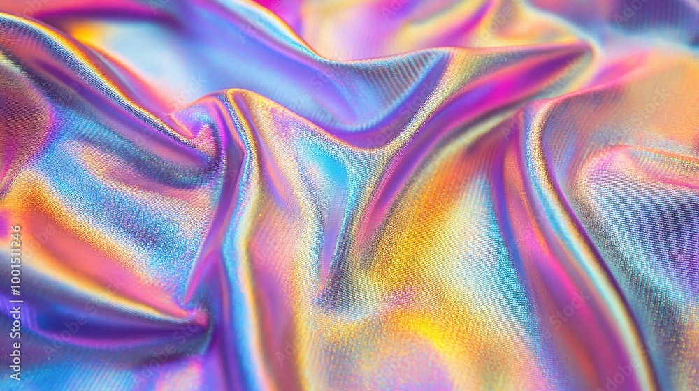 Obraz premium Vibrant Iridescent Fabric Texture Close-Up