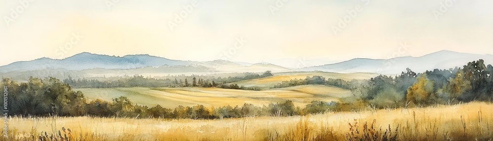 Serene rolling hills with golden fields Serene rolling hills with golden fields