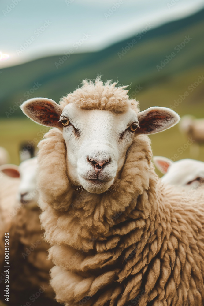 Sheep wool farm animal flock field pasture livestock nature grazing herd meadow portrait