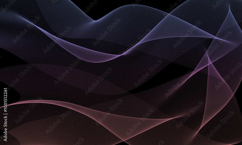 Energy Flow Background Banner: Abstract black background with colorful gradient wavy shapes
