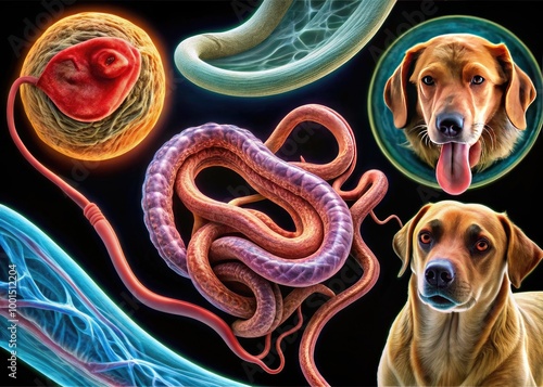 Detailed Images of Heartworms in Dogs for Educational and Veterinary Reference Purposes photo