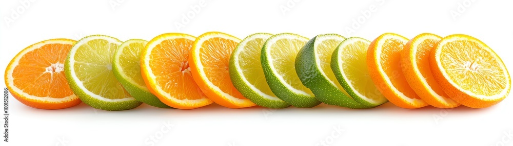 Fototapeta premium Sliced citrus fruits on white background