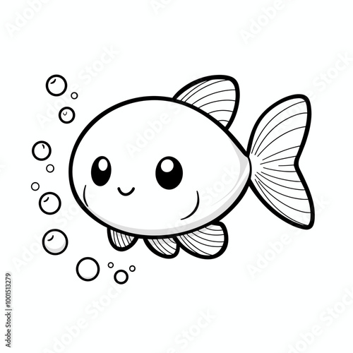 Cute Kawaii  goldfish coloring Pages Kids