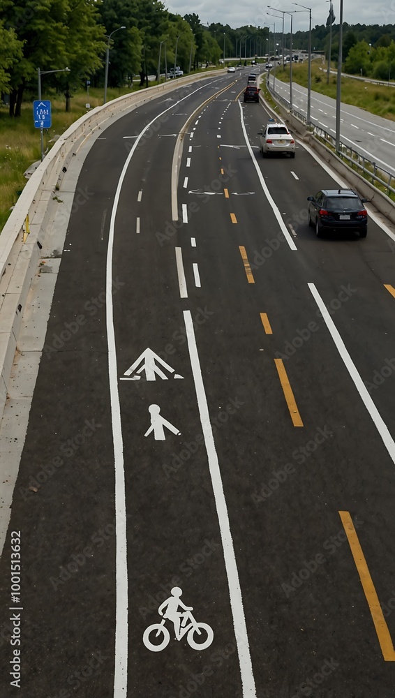 custom made wallpaper toronto digitalBike lane adjacent to a highway.